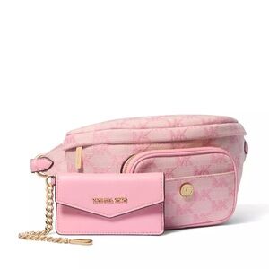 NWT Michael Kors Maisie Jacquard Logo 2 In 1 Sling Pack